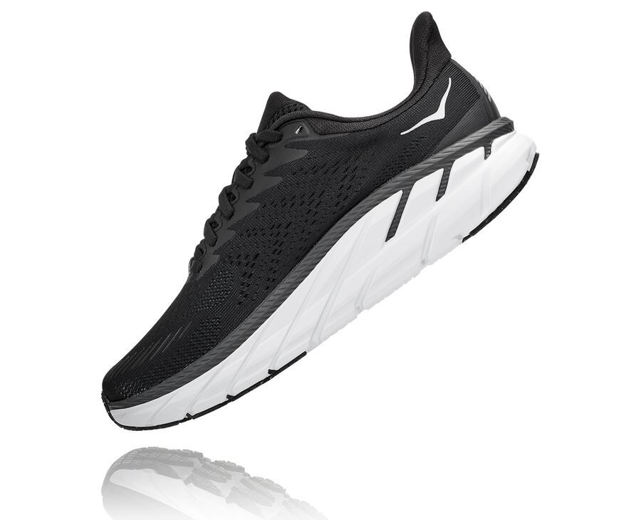 Hoka One One Running Shoes Womens Black/White - Clifton 7 - 82569PJAW